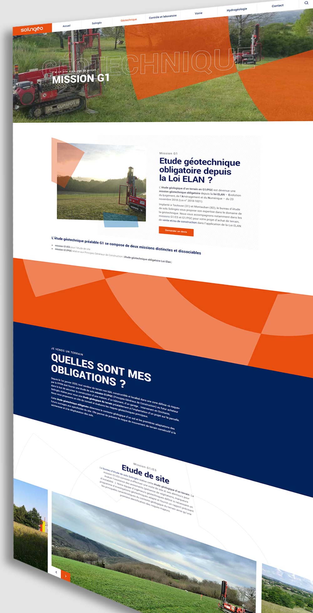 Page Geotechnique Montage Solingeo création site web par Couleur Pollen agence decommunication Montauban 82