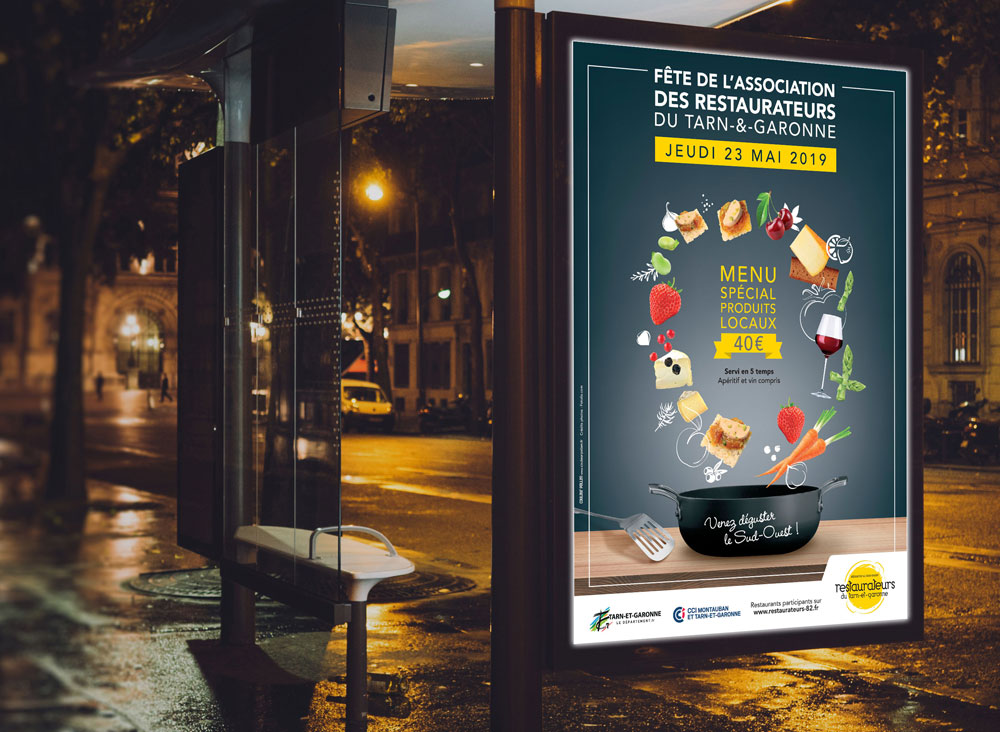 Agence-de-communication-Montauban-82-Couleur-Pollen_création campagne d’affichage Fête des restaurateurs